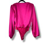 Lovers + Friends Hot Pink Megan Crepe Satin Surplice Blouson Sleeves Bodysuit Photo 8