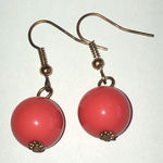 Elegant Coral Color Boho Ball Drop Earrings Pink Photo 0
