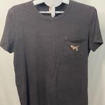 PINK - Victoria's Secret PINK Black T-Shirt with Embroidered Logo sparkle‎ MEDIUM Photo 0