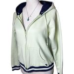 Arizona Jeans Arizona Y2K Vintage Pastel Pistachio Green Zip Hoodie Jacket Navy Striped Trim Photo 3