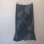 Miss Ashley Peacock Print Ruffle Bottom Stretchy Maxi Office Skirt Brown Size XL Photo 4