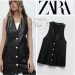 ZARA Black Leather Dress Vest Women's Size Large (missing button) Photo 1