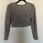ZARA  Houndstooth Cropped Blazer Jacket Black White Crystal Safety Pins Medium M Photo 8