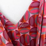 Garnet Hill Garnet Hill Womens Maxi Dress Size 14 Pink Orange Geo Surplice Boho Retro Chic Photo 3