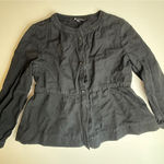 Banana Republic  Womens Small Black Peplum Top linen Cotton Button Front‎ Photo 0