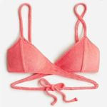 J.Crew NWT Double String Tie Triangle Bikini Top Removable Cup 2XL Terry Coral Photo 0