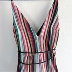 Camila Coelho Reilly Jumpsuit Multi Stripe Pleated Satin Rope Tie Small Photo 3