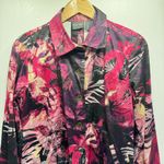 Chico's Chico’s Additions Colorful Metallic Leaf Print Lightweight Long Sleeve Jacket Photo 4