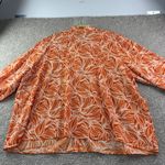 Eloquii Plus Size 28 Orange White Leaf Print Tie Neck Button Up Blouse Career Photo 7