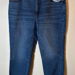 Loft  Curvy High Waist Straight Crop Jeans Distressed Raw Hem Blue Size 33‎ Photo 0