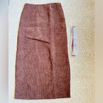 Brown Retro brown Corduroy Slit Skirt Female Mid Photo 4