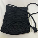 The Sak  Crochet Crossbody Bag Black Woven Strap Zipper Closure Y2K Boho Artisan Photo 0