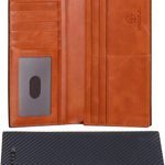 Men's RFID Vintage Look Genuine Leather Long Bifold Wallet Checkbook Wallets for Men Photo 6