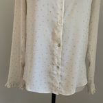 ZARA Cream Metallic Dot Print Button Up Collared Shirt size XS Blouse Soft Girl Gold Photo 11