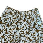 Garnet Hill  Linen Pants Women Large Brown White Floral Cropped Wide Leg Pull On Photo 1