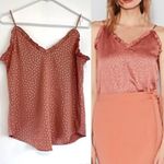 EXPRESS Ruffle Double Layer Downtown Cami Mauve Rose Pink Metallic Geo Tank Top Photo 1