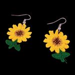 Cute Crochet Style Dangle Earrings Trendy‎ Sunflower Design Braiding Jewelry Yellow Photo 8