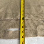 Entro Tan V-Neck denim sleeve contrast distressed sweater casual mixed material Photo 12