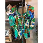 Cult Gaia Aurel Lace Up Floral Top Botanic Aqua Womens Size Medium Photo 5