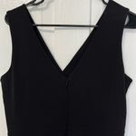 Women’s Sleeveless Black Vneck ruched dress with front slit size Large Photo 3