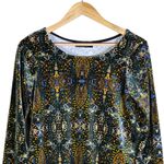 Karen Kane  Velvet Paisley Print Long Sleeve Top Black Yellow Blue Womens S Photo 1