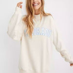 Aerie  mock neck colorado pullover sweater applique parke rib oatmeak heather Photo 0