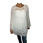 Krazy Kat Krazy‎ Kat Women’s XL White Layered Long Sleeve Top Lace Trim Hem Photo 1