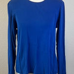 Christopher & Banks Satin Trim Crewneck Long Sleeve TShirt Blue Size Medium P Photo 0