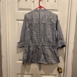 Charter Club  Womens Linen Jacket Large Metallic Blue‎ Button Front Resort Wear Photo 6
