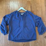 Aerie  Easy Street blue oversized tie neck sweater size small Photo 6