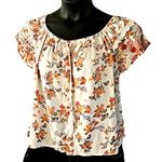 No Boundaries  Women's Floral Peasant Blouse - Short Sleeve, Size XL Photo 3