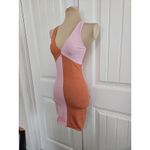 Princess Polly  Sienna Tank Bodycon V Neck Mini Dress Orange & Pink Sz S/M Photo 1