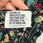 BETINA Floral Print Maxi Dress Deep V Neck Smocked Waist Tie Back Navy Black Photo 4