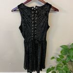 POL  crushed velvet embroidered swing dress, black, mock corset back , sz M Photo 6