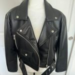 Topshop Black Leather Moto Jacket Photo 2