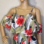 S&S Aloha Fashion Tropical MIDI Cold Shoulder Dress Green White Red Size XL Photo 2