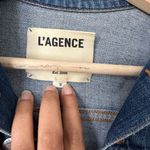 L'Agence Janelle Jean Jacket Raw Hem Cropped Size S Collared Long Sleeves Photo 3