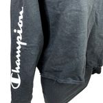 Champion Womens Black Cropped Distressed Long Sleeve Hooded Sweatshirt Sweater L Photo 3