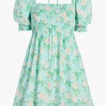 Hill House Home The Nap Dress Floral Puff Sleeve Smocked Square Neck M Blue Size M Photo 0