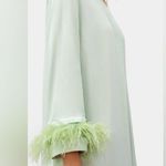SLEEPER Party Shirt Dress w/Ostrich Feathers Mint Green Size XS NWT Satin Mini Photo 7