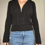 y2k Vintage DKNY Jeans Black Crochet Quartzip Full Zip Hoodie Fits like Size S Photo 0