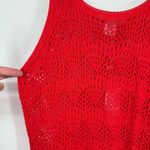 C&C California  Red Crochet Knit Coverup Dress size Large Sleeveless Tank Scoop Photo 2