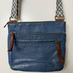Fossil blue genuine leather crossbody bag with adjustable strap. Multi pocket Photo 0
