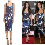 Ted Baker London Randela Blue White Woodblock Leaf Bodycon Midi Dress | Medium Photo 1