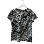 DKNY  Print Knot Cutout T-Shirt in Black White Combo Soft Short Sleeves SZ M #189 Photo 1