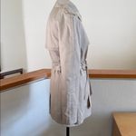 EXPRESS short Beige Double-Breasted Trench Coat Photo 3
