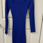 fab'rik Blue Long Sleeve Ribbed Dress Photo 0