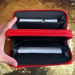 Wallet Faux Leather Croc Print Effect Red Double Zipper Photo 6