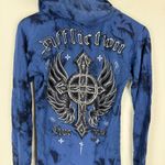 Affliction  Women's Hoodie Pullover Virtue Biker Tattoo Blue Black Photo 5