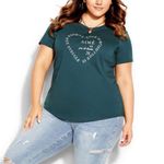 City Chic All Heart Tee NWOT 22/24 XXL Pretty Teal Color Photo 0